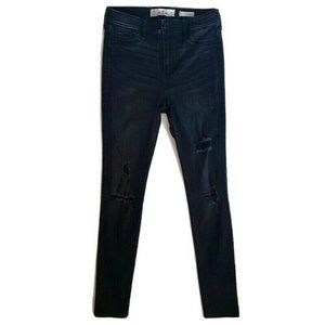 Hollister High Rise Super Skinny Jeans Womens 5 Faded Black Distressed Stretch